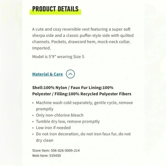 Gilly Hicks Reversible Sherpa Vest - size Small - Picture 5 of 5